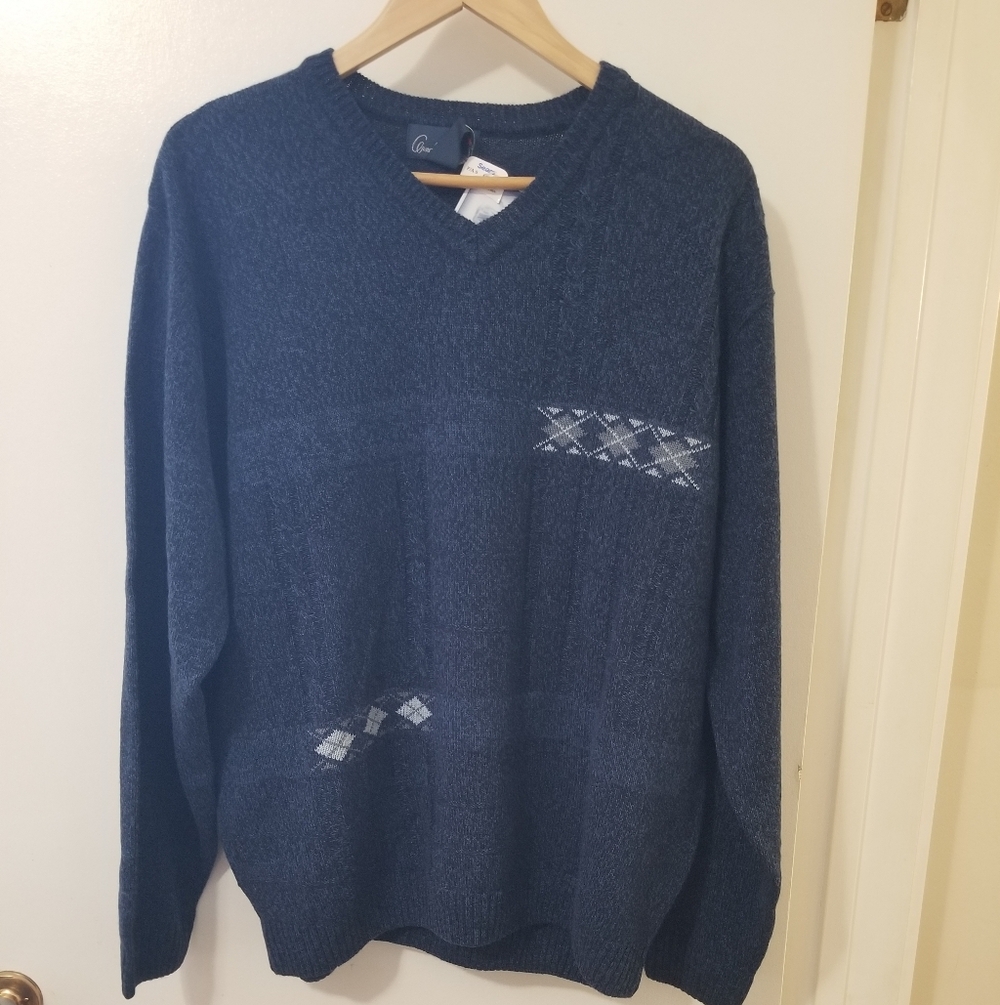 NWT Arnold Palmer Argyle Knit Sweater Acrylic Wool Blend | L |
